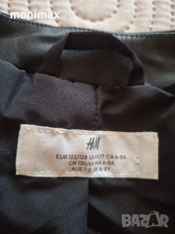 Кожено яке H&M 122 / 128, снимка 3 - Детски якета и елеци - 55249476