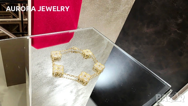 Van Cleef & Arpels VCA 5 Motifs Gold Diamonds Vintage Alhambra Дамска Гривна, снимка 2 - Гривни - 54709904