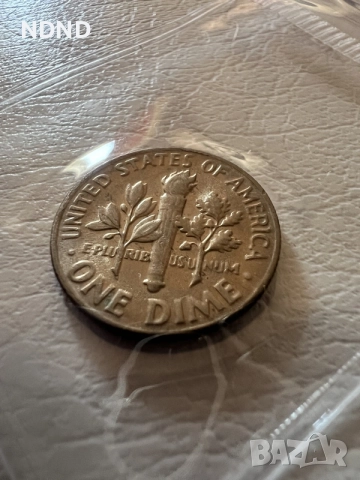 Американска монета САЩ – 1 Дайм (One Dime / 10 Цента), 1967 г. (Рузвелт), снимка 2 - Нумизматика и бонистика - 55159860
