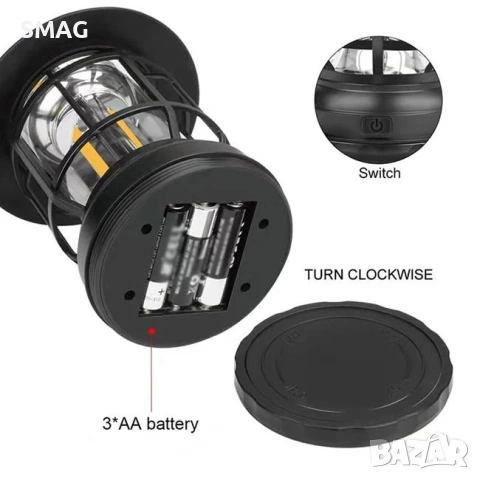 Фенер 3 LED COB 9.6x9.6x16.6cm_1223918, снимка 3 - Къмпинг осветление - 54514813