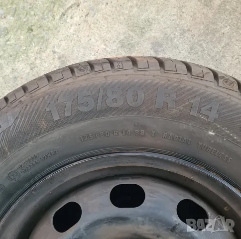 2 бр. Гуми с железни джанти 5х100 R14 80 175 VW Golf 4 Bora Skoda Seat, снимка 2 - Гуми и джанти - 55343901