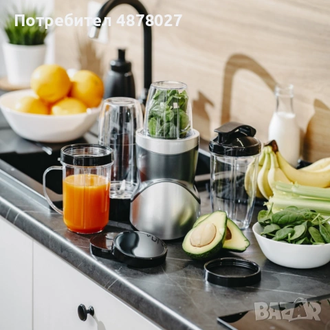 Мощен блендер за смутита с пълен комплект чаши и бутилки - BPA Free, импулсен режим, снимка 7 - Блендери - 55244665