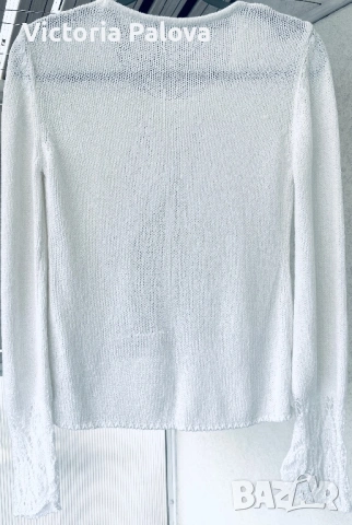 Памучна ажурна наметка с отворена предница - еластична плетка в бяло, снимка 7 - Корсети, бюстиета, топове - 53990702