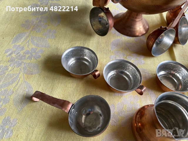 Нов медно калайдисан комплект за кафе и ракия , снимка 5 - Сервизи - 54988687