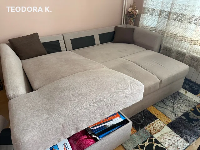 Разтегателен ъглов диван, снимка 3 - Дивани и мека мебел - 55338365