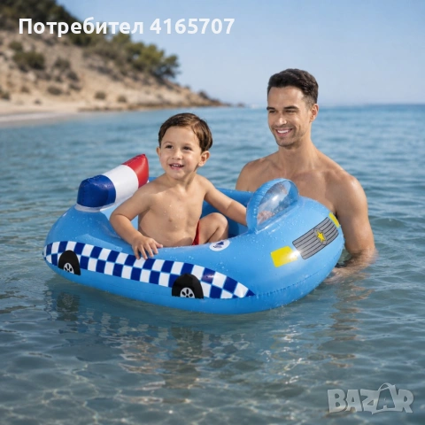 Детска надуваема полицейска кола - Звуков ефект, вградена сирена, снимка 2 - Басейни и аксесоари - 54960218