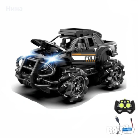 Много яка метална offroad кола Police с радиоуправление, снимка 2 - Коли, камиони, мотори, писти - 54187617