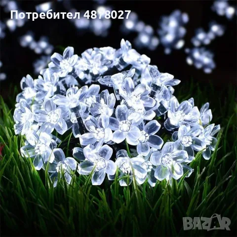 Многоцветни коледни LED лампички с цветя с щепсел  - Многоцветни, дължина - 5м ,28бр лампички., снимка 7 - Декорация за дома - 55499567