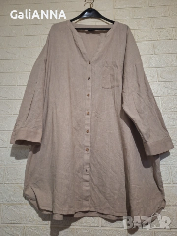 СТРАХОТНА ТУНИКА РИЗА ZIZI ОТ ЛЕН 2XL-4XL, снимка 3 - Туники - 54813942