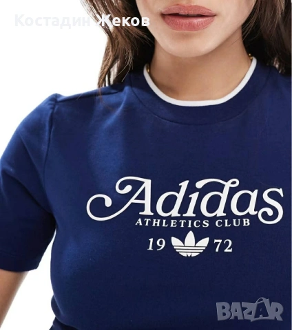 18€. Нов. Дамски оригинален кроп топ. adidas Originals Graphic Badge Slim 3-Stripes Tee . , снимка 4 - Корсети, бюстиета, топове - 55072837