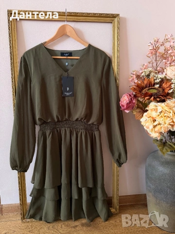 Ефирна рокля Sisters Point в маслиненозелено – шик и стил, снимка 5 - Рокли - 54229342