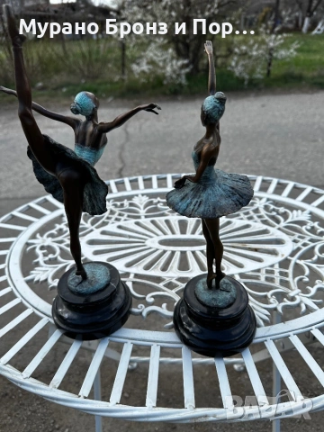 Елегантна бронзова скулптура "Две балерини" (F. Remington) – 2.7 кг, подпис на автора, снимка 4 - Антикварни и старинни предмети - 53985960