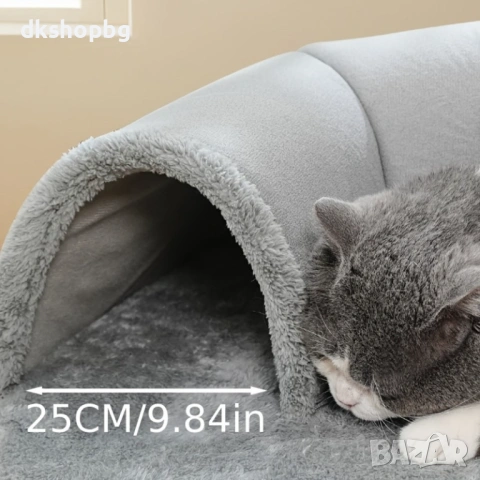 4596 Голямо Комфортно Легло за Котка 70x85см с Прикрепен Тунел за Игра, снимка 6 - За котки - 54593830
