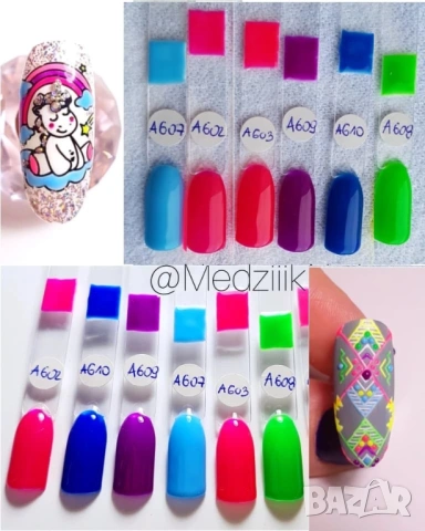  ROSALIND гел лак серия НЕОН , снимка 2 - Продукти за маникюр - 27492658