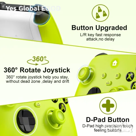 Безжичен Xbox контролер 2.4 GHz – жълт, снимка 6 - Аксесоари - 55662681