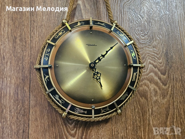 Стенен часовник Diehl Zodiac – Немски антикварен шедьовър от златната ера на дизайна