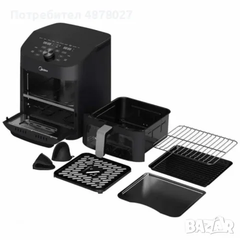 Еър Фрайър 2 в 1 - 11L - Midea MAD1100DADK - С две зони за готвене, 10 програми и 360° циркулация на, снимка 17 - Фритюрници - 55513640