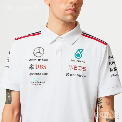 Mercedes-AMG PETRONAS 2024 Mens Team Polo - White, снимка 8 - Спортни дрехи, екипи - 54981225