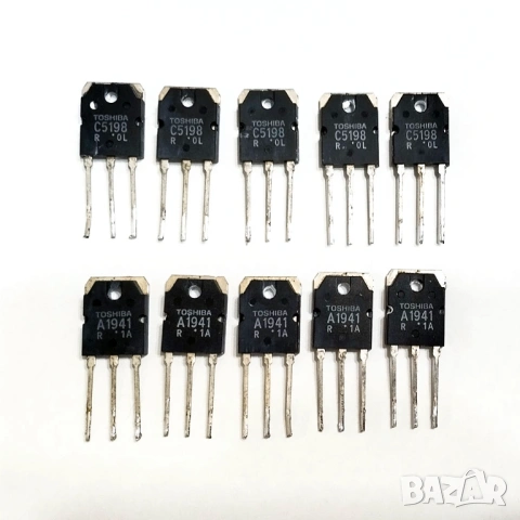 ГАРАНЦИЯ! Оригинални мощни транзистори Toshiba 2SC5198 / 2SA1941 - 140v, 10A, 100W