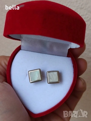 Сребърни стилни и елегантни обеци със седеф ,925 