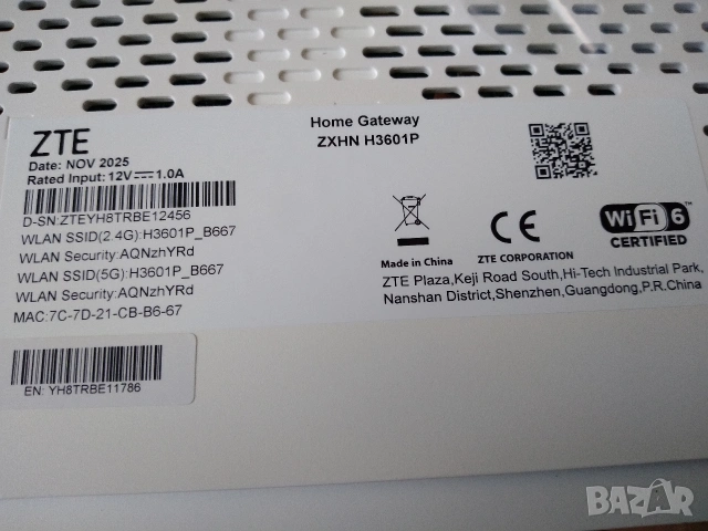 Рутер ZTE ZXHN H3601P, снимка 4 - Рутери - 55077195