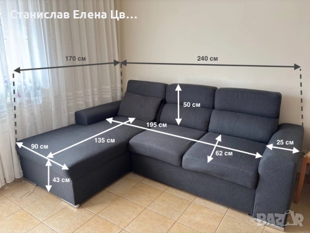 Ъглов диван, снимка 3 - Дивани и мека мебел - 54033003