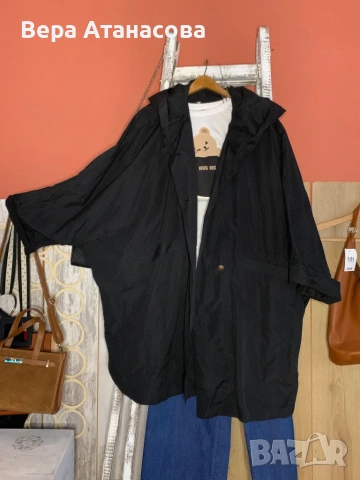 💣 Преходен тренч с широки 3/4 ръкави и качулка💄 3хл/4/хл/5хл🔝