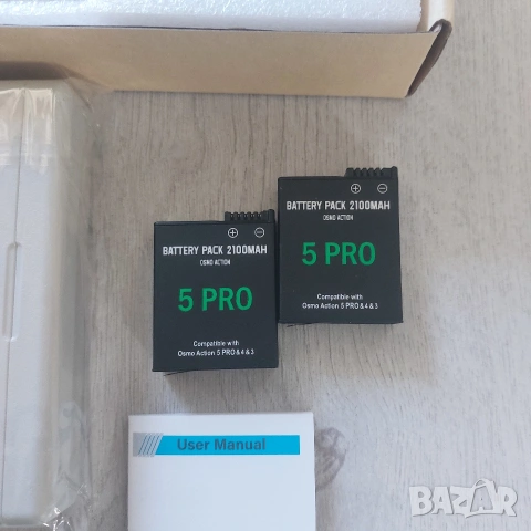 Комплект 2 x Батерии 2100mAh + Смарт Зарядно за DJI Osmo Action 5 Pro / 4 / 3 – НОВИ, снимка 2 - Друга електроника - 55059767