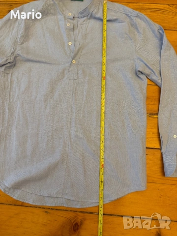 Benetton мъжка риза лен/памук М, снимка 4 - Ризи - 54526088