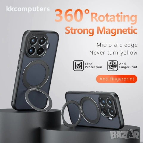 Магнитен Калъф за Xiaomi 17T Pro Matte Skin-touch със Стойка и Протектор – Прозрачен черен, снимка 5 - Калъфи, кейсове - 54734757