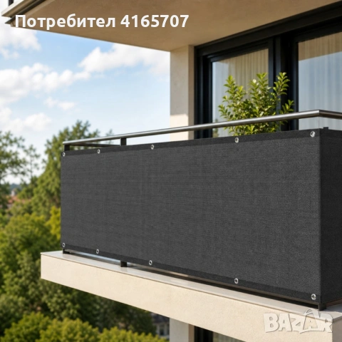 Покривало за балкон и тераса, 1.2х5 м, HDPE 180 г/м², 95% UV защита, Тъмно сиво, снимка 5 - Други стоки за дома - 54476547