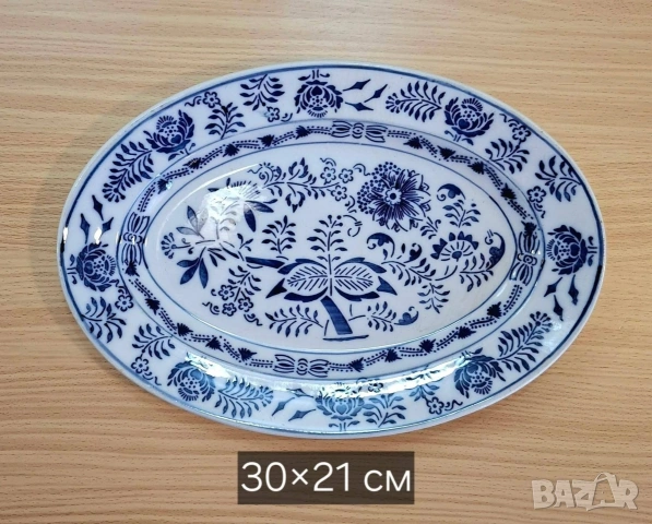 Порцеланови плата и купи с декор Син Лук, снимка 6 - Чинии - 54466161
