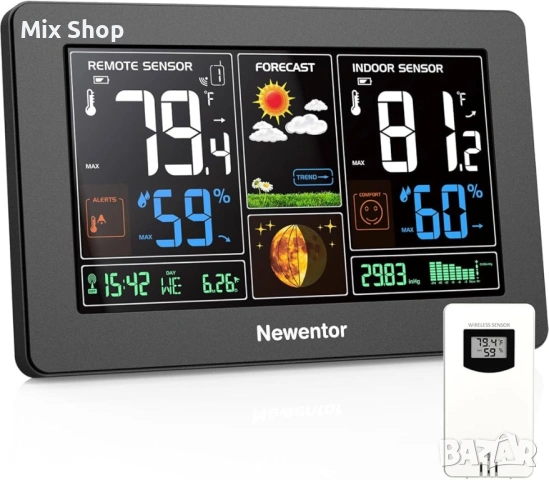 Нова Безжична метеорологична станция за вътрешен и външен монтаж Newentor