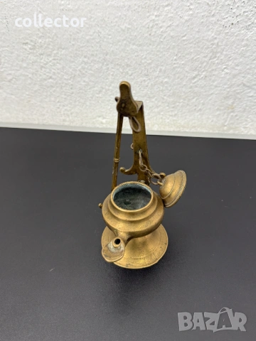 Колекционерска бронзова маслена лампа. №8019, снимка 4 - Колекции - 53974405