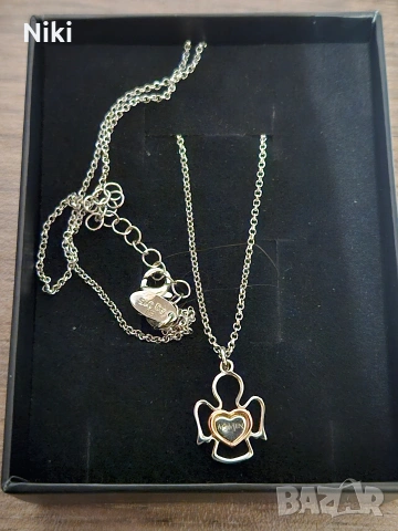 сребърно колие бижу с ангелче