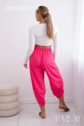 Дамски панталон с широк крачол и джобове, 2цвята , снимка 8 - Панталони - 46503173