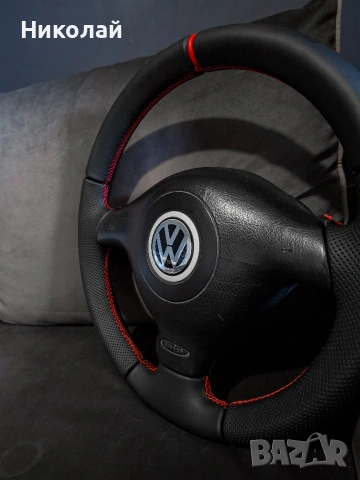Спортен кожен волан за VW / Seat / Audi, снимка 3 - Части - 54790669