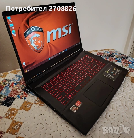 Лаптоп MSI Bravo 15, AMD Ryzen 5 4600H 3/4GHz, AMD RX 5300M 3GB, RAM 8GB SSD 256GB, снимка 2 - Лаптопи за игри - 54092014