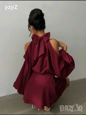 Червена къса рокля, снимка 4 - Рокли - 54255302
