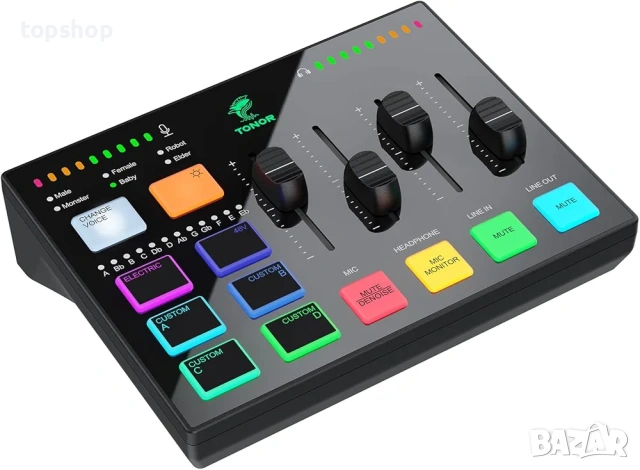 Нов Гейминг аудио интерфейс и миксер TONOR TX310 – RGB, XLR, за стрийминг 