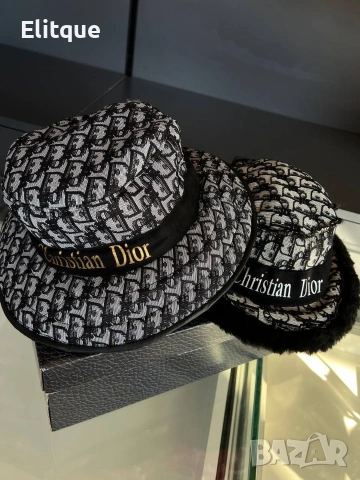 Луксозни шапки тип „bucket“ в класически стил Christian Dior , снимка 2 - Шапки - 54662789