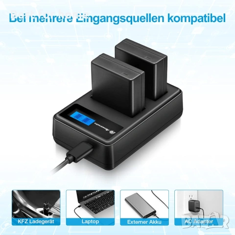 Резервна батерия Powerextra за фотоапарати Panasonic DMW BLG10 и LCD с двойно зарядно- 2 броя, снимка 6 - Батерии, зарядни - 54808207