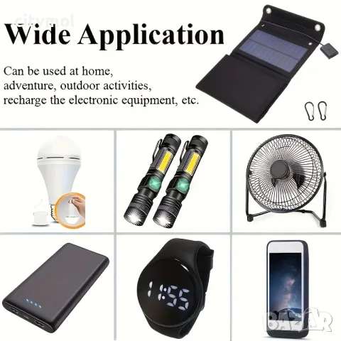 Foldable Solar Panel 35W, сгъваем соларен панел, 5 панела, USB изход, снимка 2 - Външни батерии - 55373240