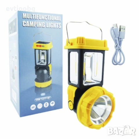 Соларен мултифункционален къмпинг фенер - прожектор HW 1277-W, снимка 3 - Къмпинг осветление - 54105862