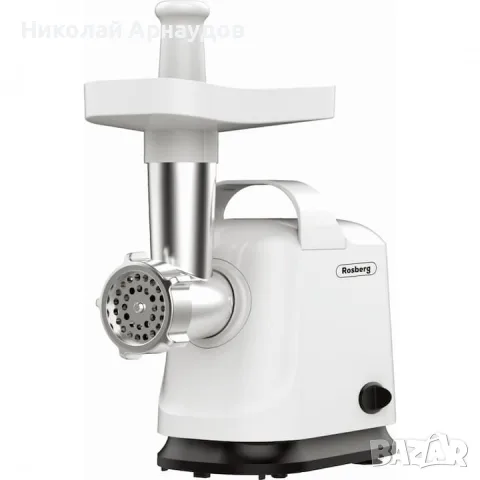 Месомелачка с приставка за домати Rosberg R51991E, 800W, Функция обратен ход, Бял, снимка 4 - Месомелачки - 55695013