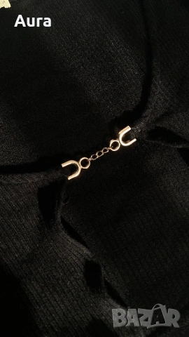 Bershka black ribbed crop-top cardigan, снимка 3 - Блузи с дълъг ръкав и пуловери - 54071867