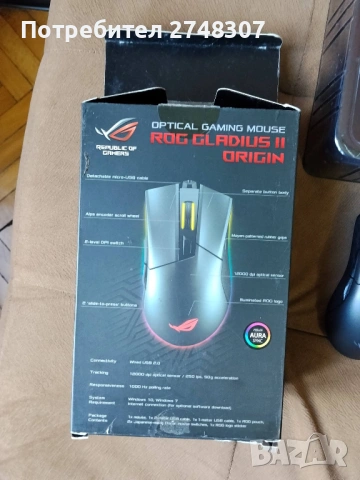 Геймърска мишка ASUS ROG Gladius II Origin , снимка 8 - Клавиатури и мишки - 54566012