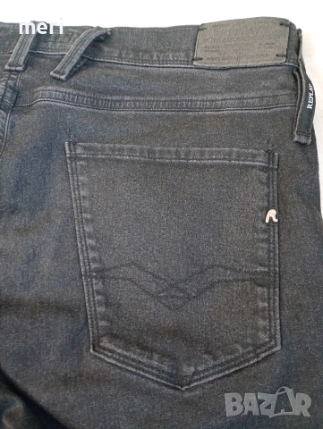 Оригинални Replay ANBASS Slim Fit дънки W33 L32 – черни, еластични, Made in Italy, снимка 4 - Дънки - 54793980