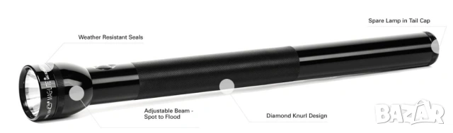 НОВ Оригинал MAGLITE Classic 6D Американски ФЕНЕР 495мм Прожектор за Батерии R20/R6 с Адаптор БАРТЕР, снимка 2 - Екипировка - 54826629