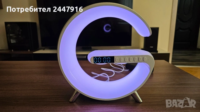 G shape RGB блутуут колонка и wireless charger 15w, снимка 7 - Bluetooth тонколони - 54516271